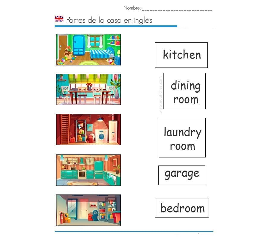 Juegos divertidos para practicar las partes de la casa en inglés 2