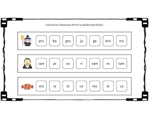 Fichas Fonológicas de Halloween para Niños 1