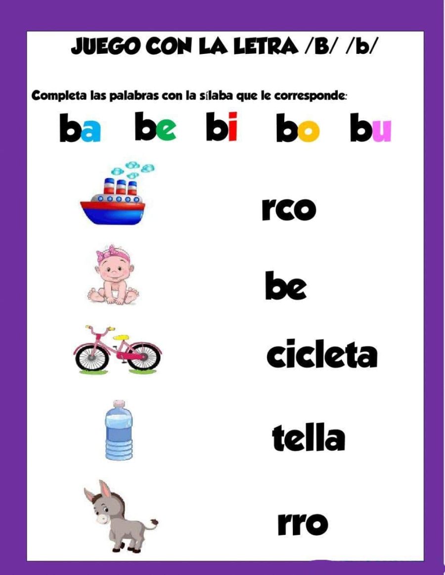 Fichas de la B para colorear 2