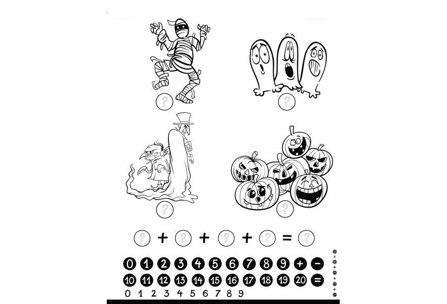Fichas de matemáticas para Halloween 3