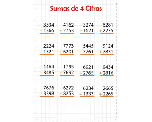 Sumas con números de cuatro cifras 1