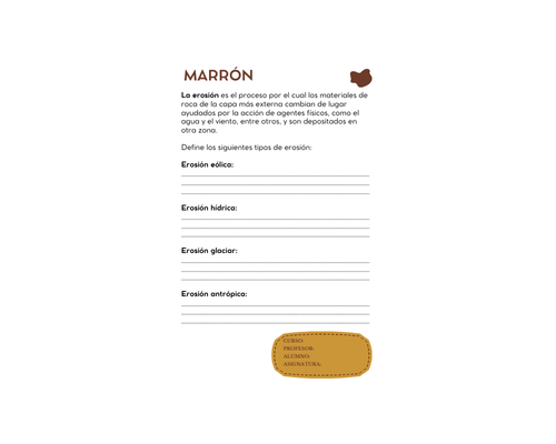 Fichas de color marrón para escribir 1