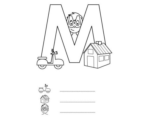 Fichas de la M para colorear 1