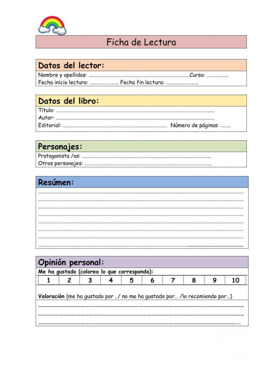 Objetivos de la ficha de lectura 4 primaria 2