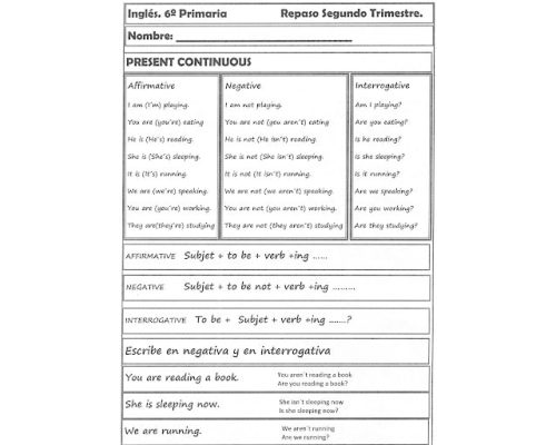 Fichas de lengua y ejercicios de inglés 1