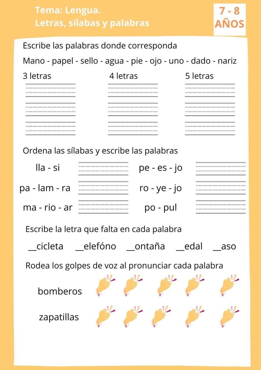 Fichas de repaso 2 primaria para la lectoescritura 4
