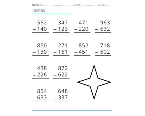 Fichas de restas con llevadas