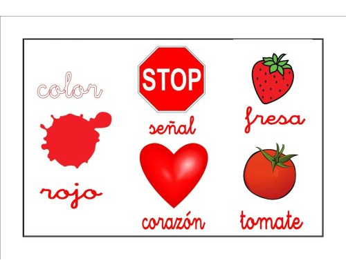 Ficha de color rojo y actividades para trabajar diferentes asignaturas 2