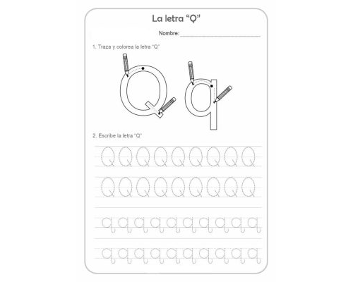 fichas de la Q para colorear 2