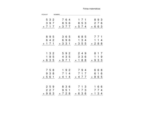 Sumas con números de tres cifras 3