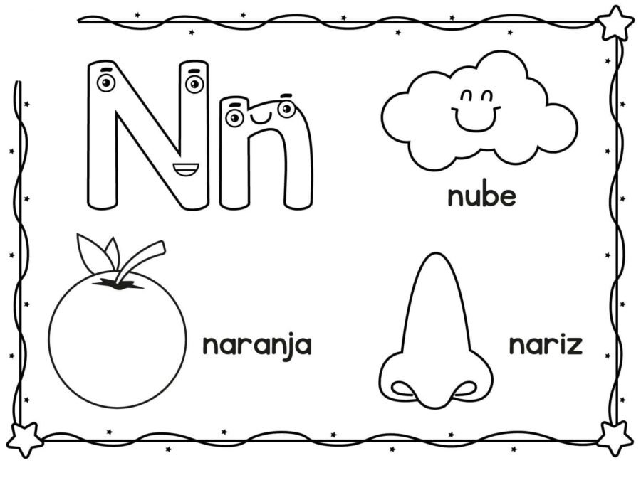 Fichas de la N para colorear 2
