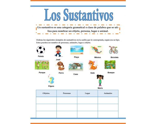 Fichas de sustantivos