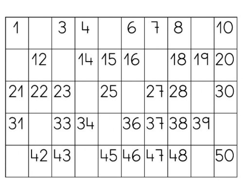 Tabla de números del 1 al 50 2