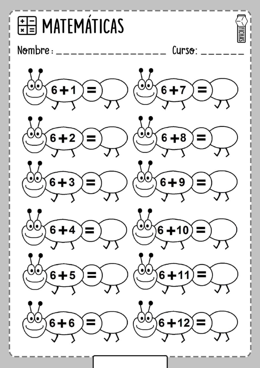 Fichas de sumar para desarrollar el razonamiento lógico 1