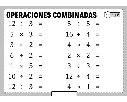 Uso de las operaciones combinadas en matemáticas 1