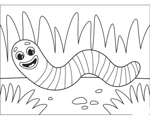 Fichas de gusanos para colorear 1