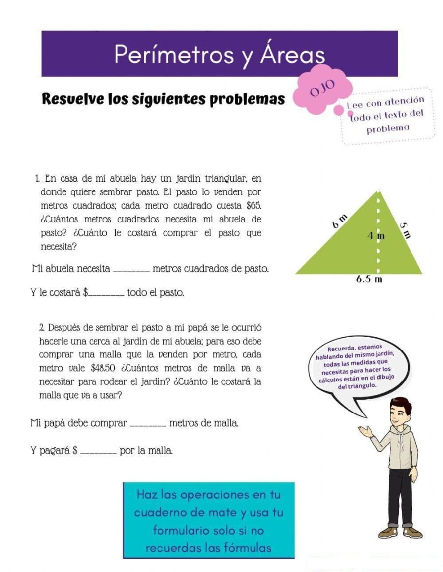 Ejercicios prácticos calcular áreas y perímetros en situaciones de la vida real 1