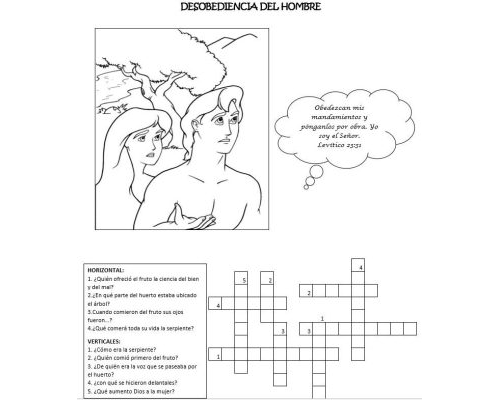 Fichas de Adán y Eva para escribir 1