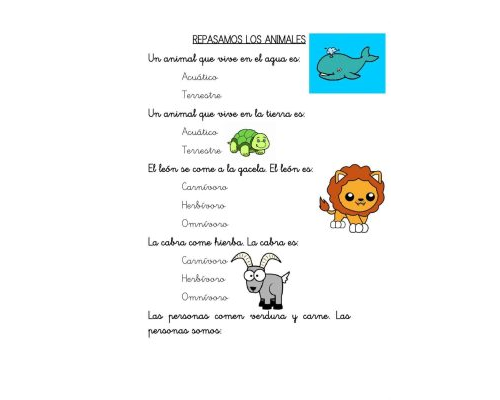 Fichas de Animales y su clasificación 2
