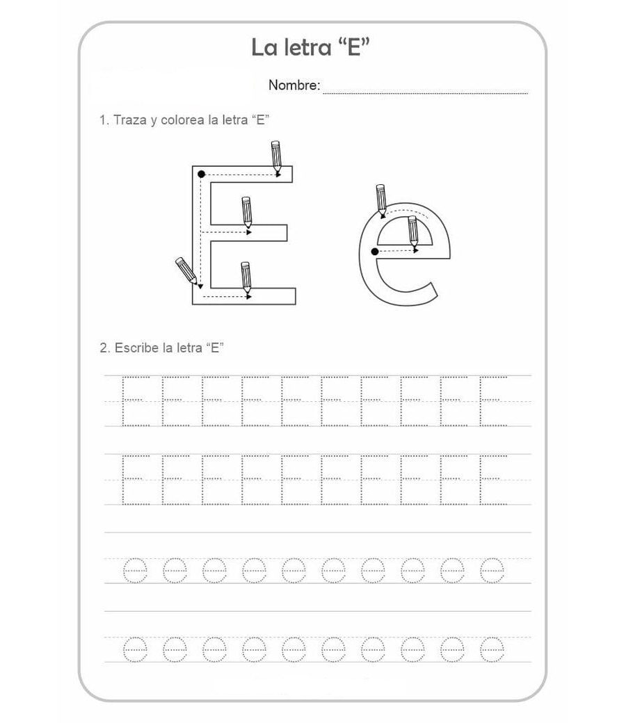 Fichas de la E para imprimir 2